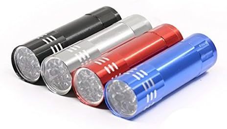 9 LED Small Size Red Blue Aluminum Alloy AAA Dry Battery LED Pocket Flashlight