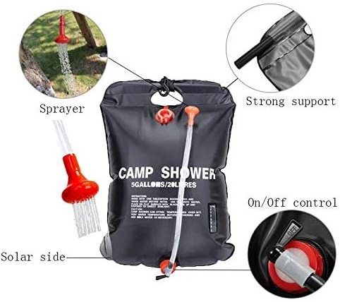 Camping Outdoor Solar Shower Travelling Beach Ultralight PVC Portable Camping Heating Solar Shower