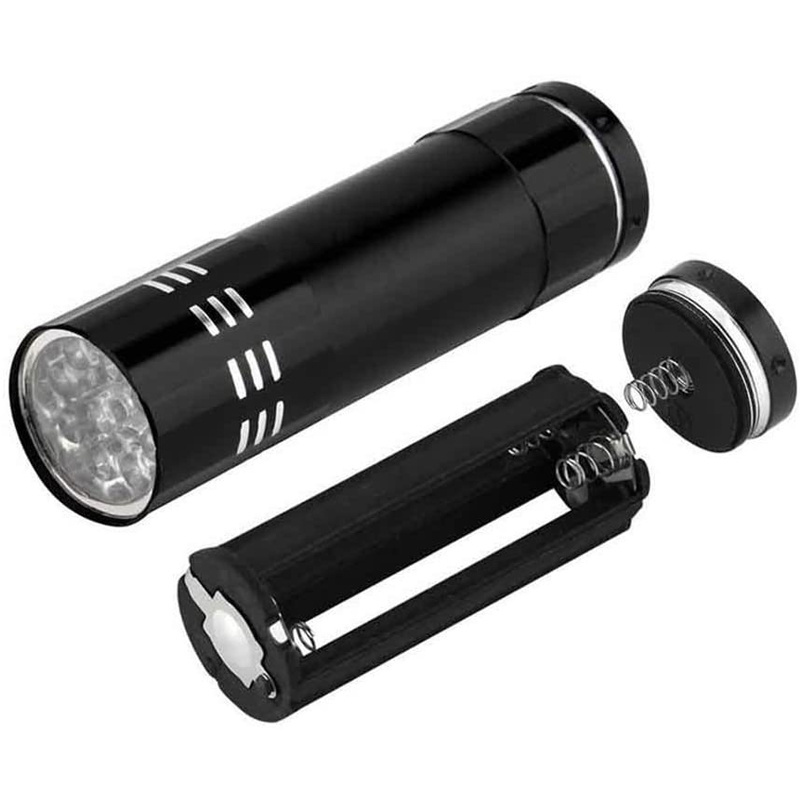 UV Mini 9 LED Aluminum Flashlight Ultraviolet Blacklight Torch with Lanyard AAA Battery Not Included