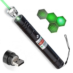 Green Laser Pointer 2000 Meter Long Range High Power Flashlight Rechargeable Pointer for USB with Star head Adjustable Focus