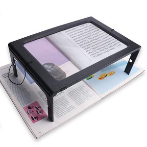 A4 Full-Page Rectangular 2.5X Magnifier Large Hands-Free Magnifying Glass LED Lighted Illuminated Foldable Desktop for Elder