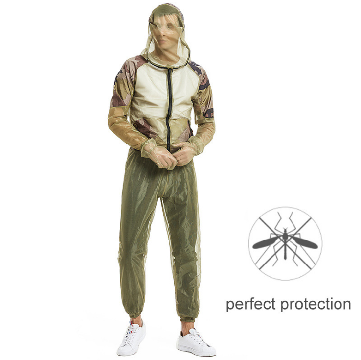 3 Pieces Whole Body Mosquito Suit, Light-Weight Bug Repellent Jacket Hood & Pants Net Clothing Set