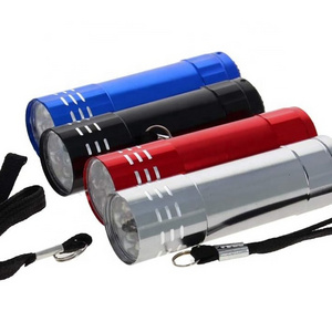 Mini 9 LED Aluminum Flashlight Torch with Lanyard