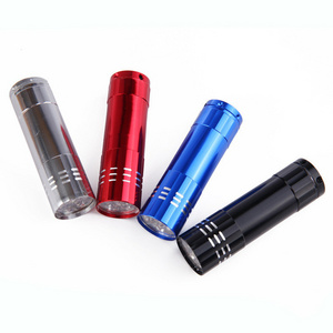 9 LED Small Size Red Blue Aluminum Alloy AAA Dry Battery LED Pocket Flashlight