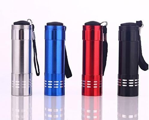 9 LED Small Size Red Blue Aluminum Alloy AAA Dry Battery LED Pocket Flashlight