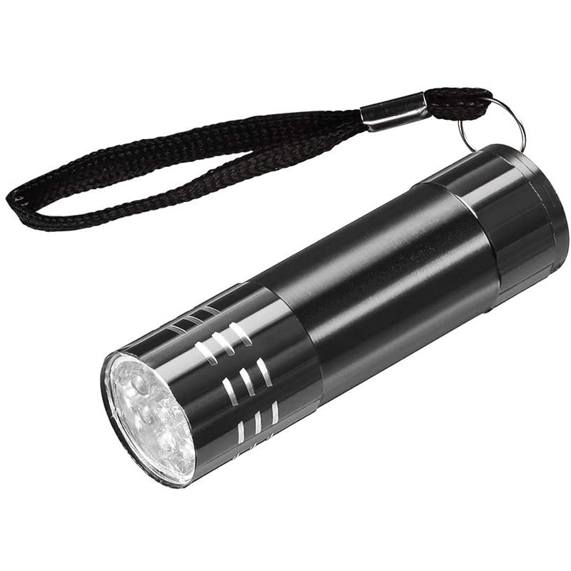 UV Mini 9 LED Aluminum Flashlight Ultraviolet Blacklight Torch with Lanyard AAA Battery Not Included