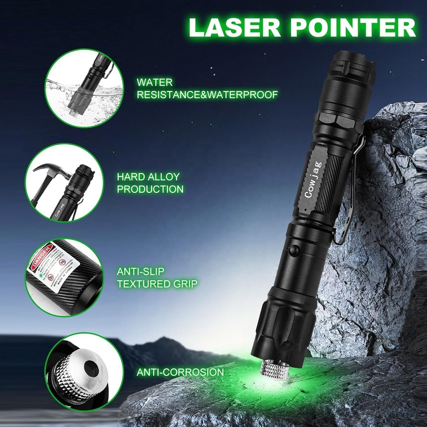 Green Laser Pointer High Power Flashlight, Flashlight Long Range Laser, Rechargeable Laser