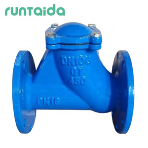 ANSI PN10 single one way Y-ball float ductile iron double flange ball check valve with sinking ball