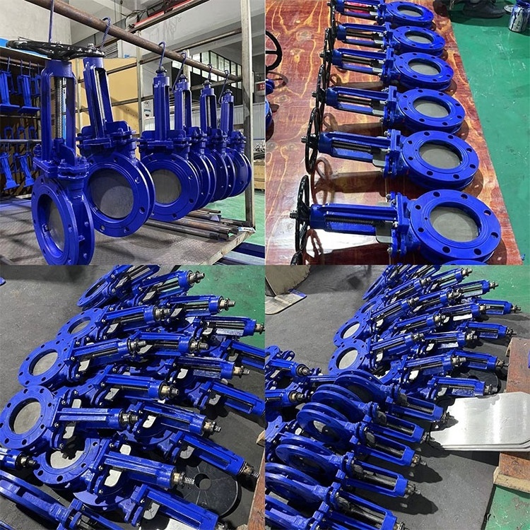 PN10 PN16 flanged rising stem motorized electric actuator slurry slide wcb sluice knife gate valve