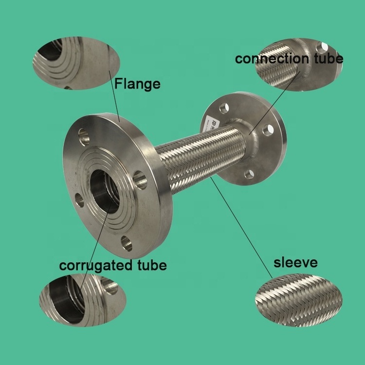 SS316 304 stainless steel floating flange connections flexible metal braided hose