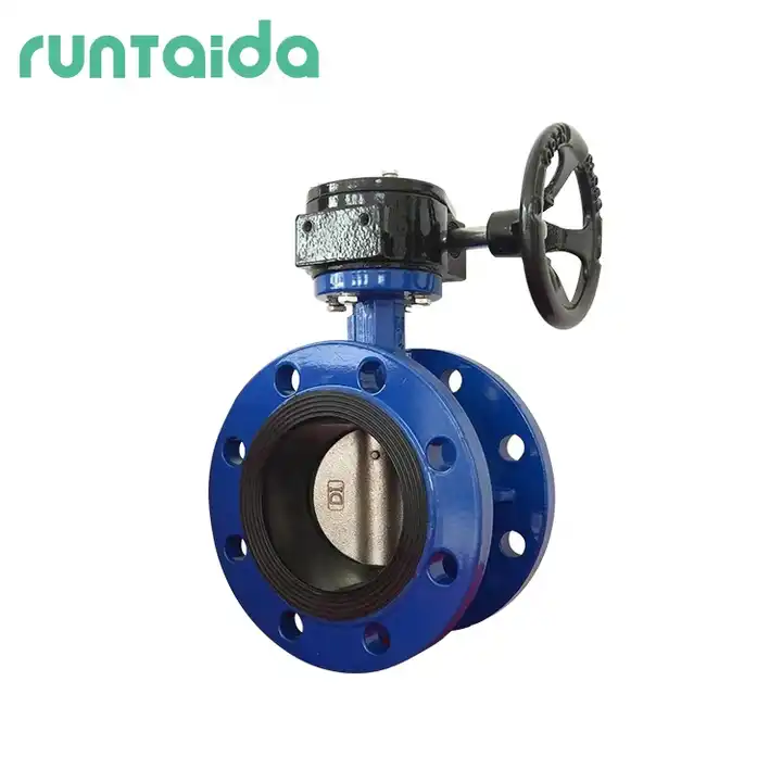 DI hand operate EPDM seat PN10 PN16 turbine ductile iron manual industry worm gear actuator 4inch double flanged butterfly valve