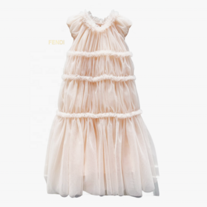 RUNTEN 2024 modest Layered gauze cake dress Summer Kid Frock Layered Wedding Party A-line Tulle Flower Infant Girls Dress