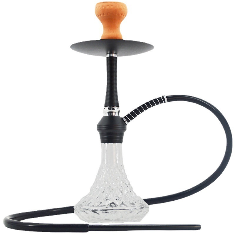 Premium Modern Aluminum Glass Hookah With Clay Bowl Silicone Hose Tongs for Shisha Bar