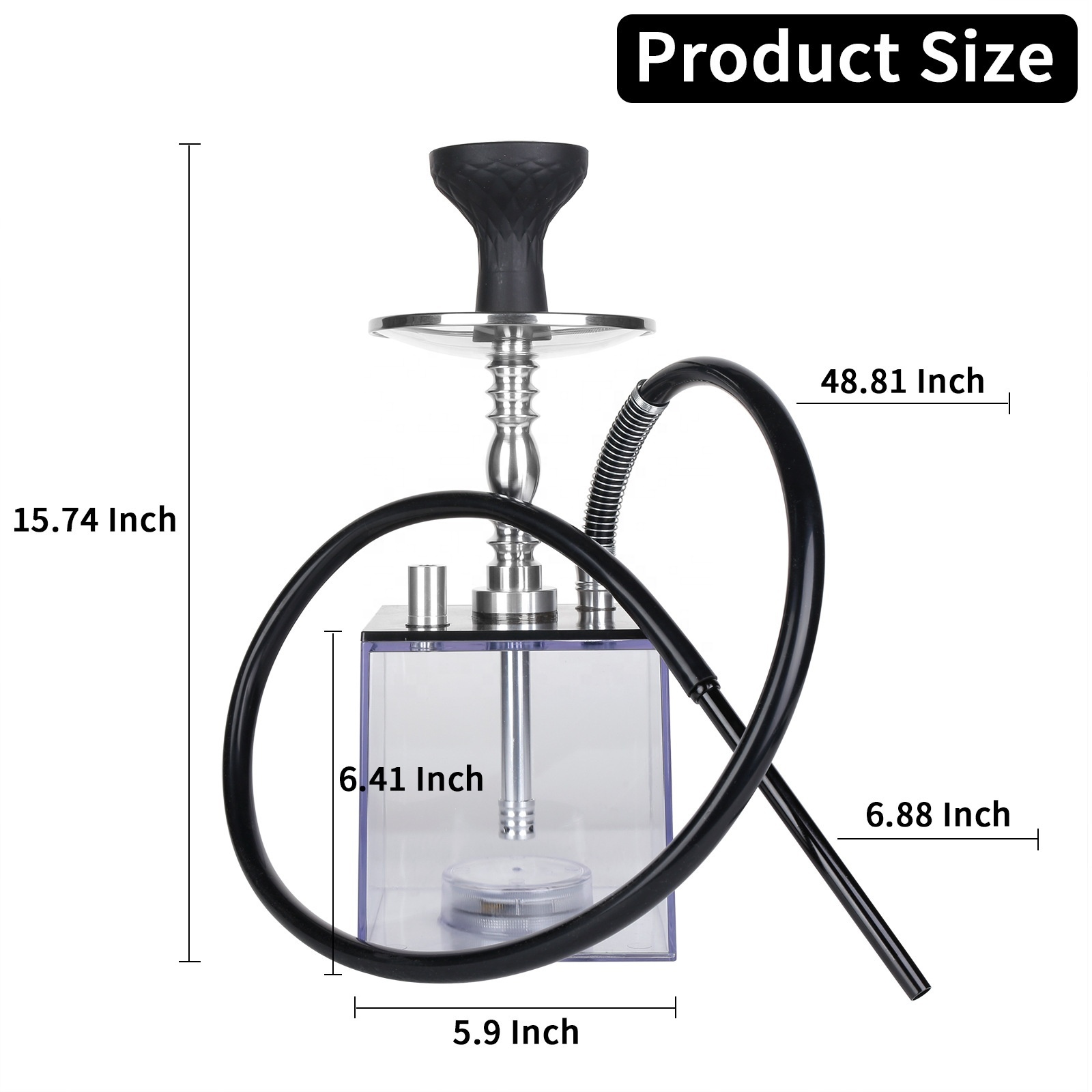 Portable Hookah Set with Everything Acrylic Hookah To Go with Big HOOKARTIS Hookah Charcoal Holder