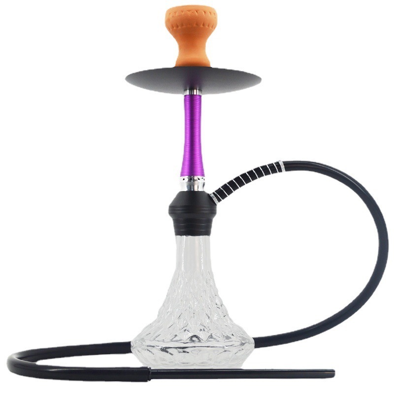 Premium Modern Aluminum Glass Hookah With Clay Bowl Silicone Hose Tongs for Shisha Bar