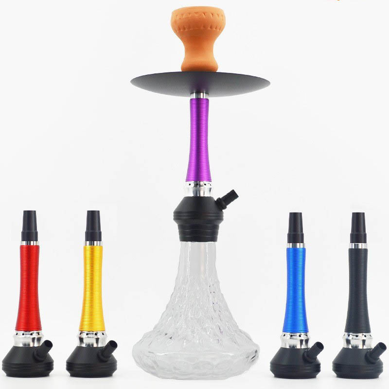 Premium Modern Aluminum Glass Hookah With Clay Bowl Silicone Hose Tongs for Shisha Bar