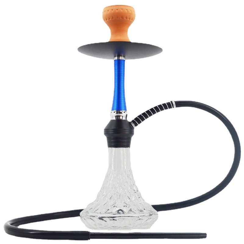 Premium Modern Aluminum Glass Hookah With Clay Bowl Silicone Hose Tongs for Shisha Bar