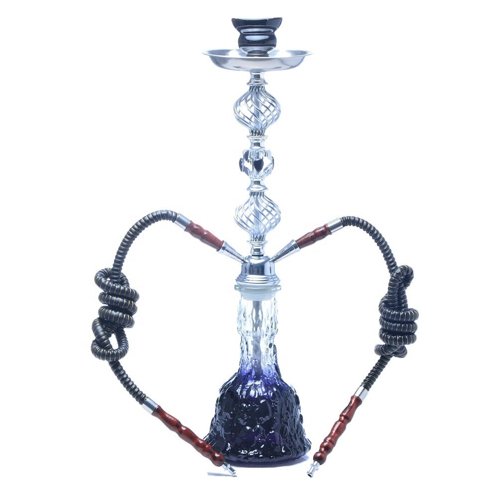 Stock high-grade fine hemp crystal glass hookah set double pipe medium pot KTV bar smoking pipe