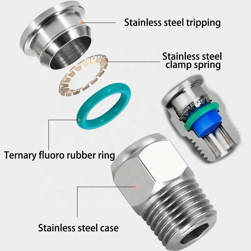 Push in air fitting stainless steel famale male straight connector push to connect fitting 6mm od-1/8