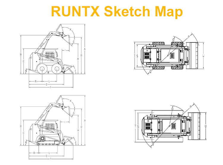 Runtx mini crawler loader 400kg 1000kg 1200kg 1500kg forest skid steer loader with track