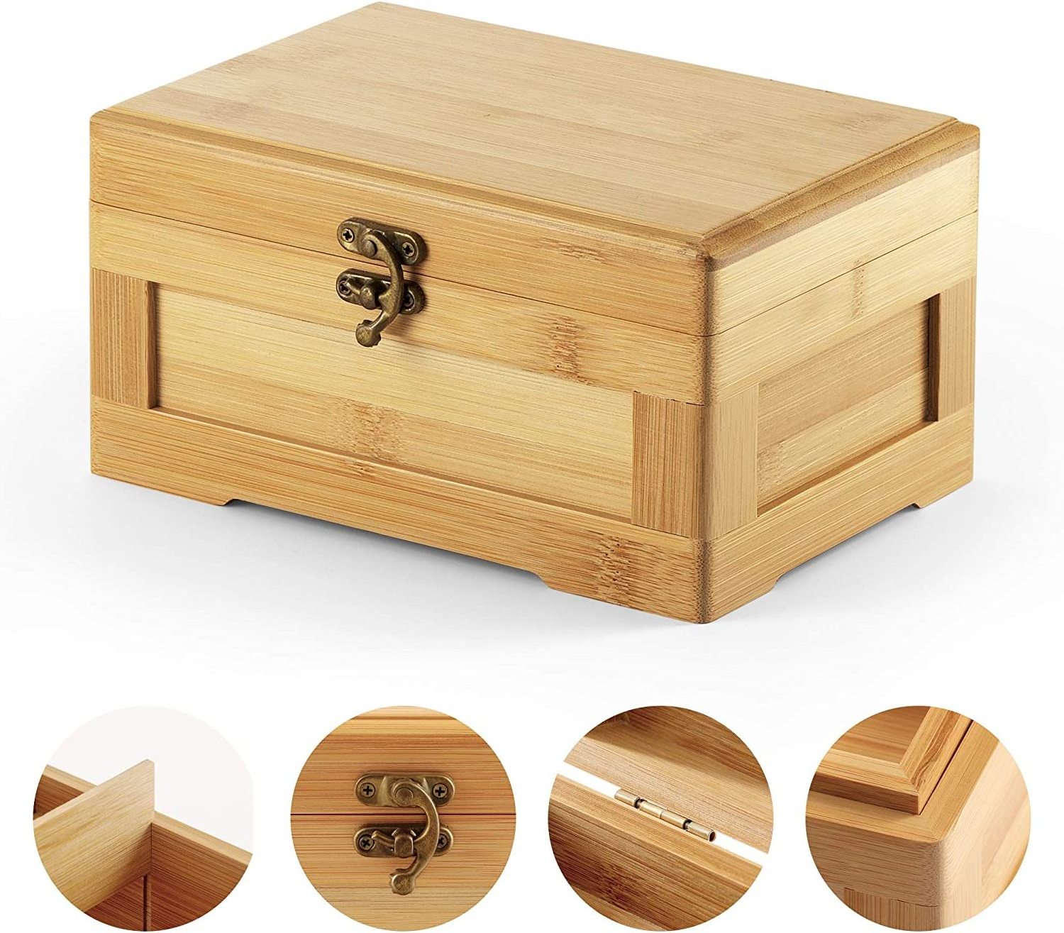 Wooden storage box combined rolling tray sortable wooden storage box with removable divider wood box