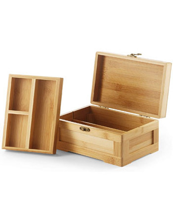 Wooden storage box combined rolling tray sortable wooden storage box with removable divider wood box