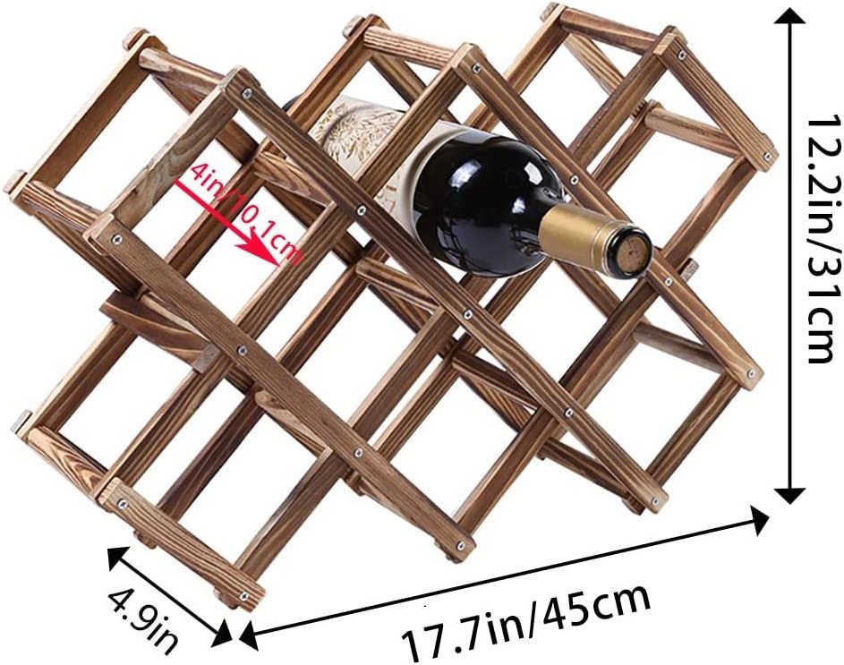 Wood Wine Storage Racks Foldable Tabletop Free Standing Wine Bottle Stand Holder wooden wine Display Shelf