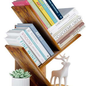 Wood Tree Bookshelf Shelves Display Wooden bookshelf Bookcase Books Desk Standing Book Shelves Organizer for Office Bedroom