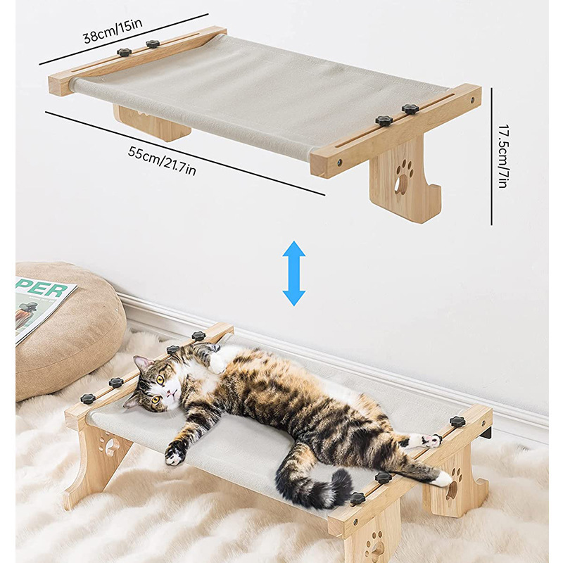 wood wall mounted cat bed suspended type wood side cat bed window hanging type Cat Window Sturdy Hammock