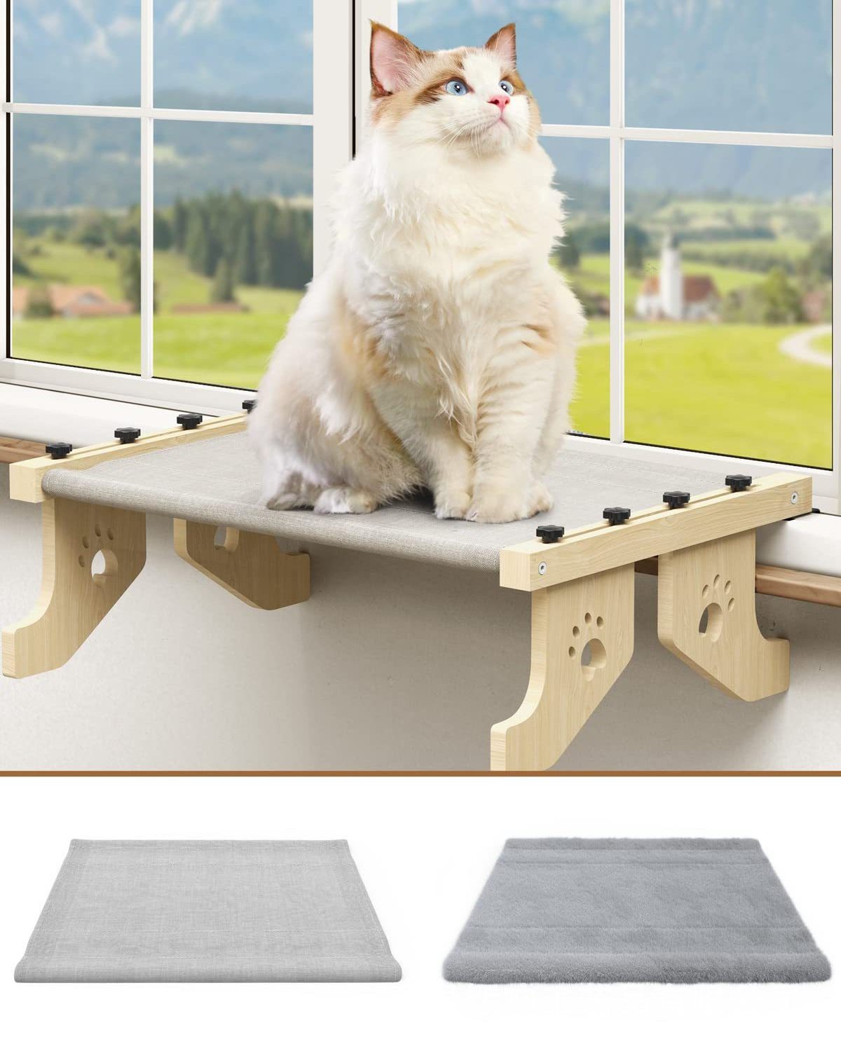 wood wall mounted cat bed suspended type wood side cat bed window hanging type Cat Window Sturdy Hammock