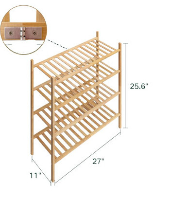 Bamboo Shoe Rack Free Standing Shoe Organizer Stackable Storage Shoe Shelf Multifunctional Bamboo Rack in Different Combinations