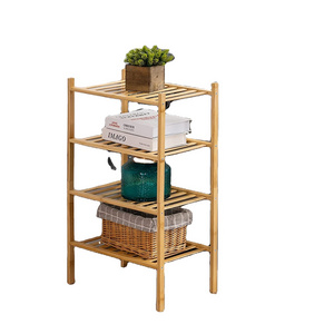 Bamboo Shoe Rack 4-Tier Free Standing Shoe Organizer Stackable Storage Shoe Shelf