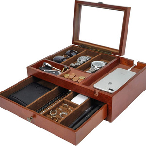 Wooden storage box  mens articles Used watchessung lasses jewelry and accessories Wooden storage box