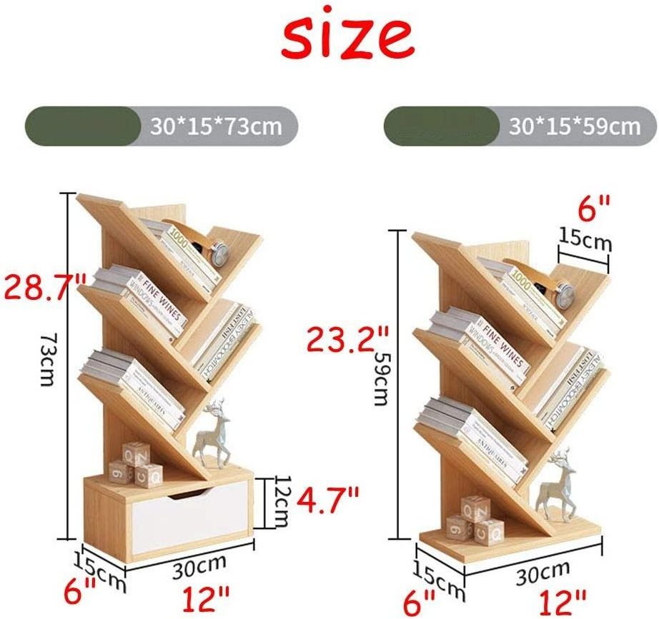 custom 4 Tier wooden Tree Book Storage Organizer Shelves Desktop wooden Tree Bookshelf