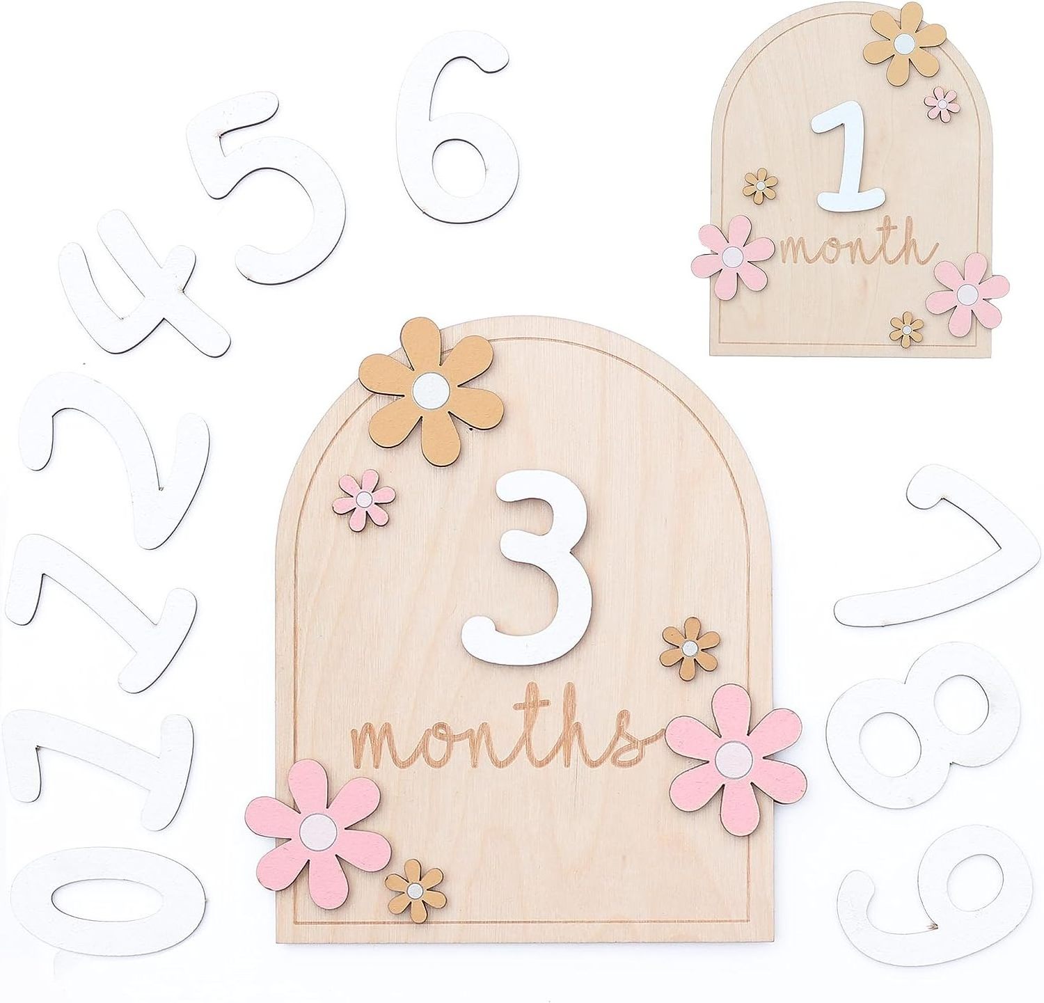 Baby Monthly Milestone Cards Wooden Monthly Milestone Discs wood  Baby Announcement Sign