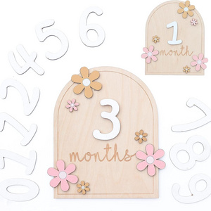 Baby Monthly Milestone Cards Wooden Monthly Milestone Discs wood  Baby Announcement Sign