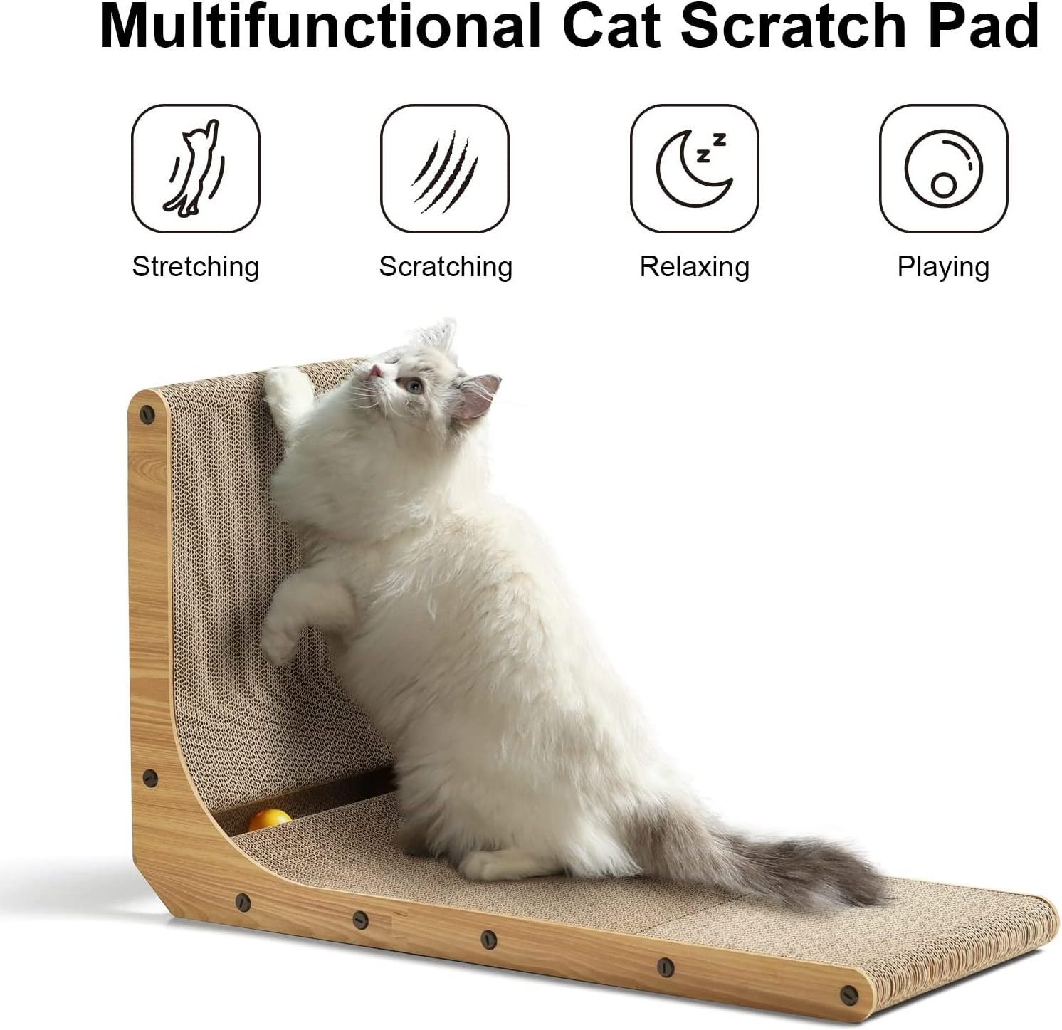 custom cat scratching post tree wood cat scratcher cardboard L shape Wall Mounted scratch pad for cats