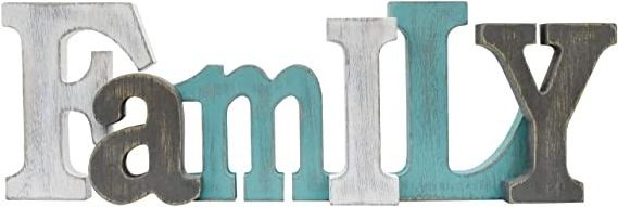 Wooden Family Sign Wall Decor Freestanding Cutout Letter Wood Word Sign Home Decor