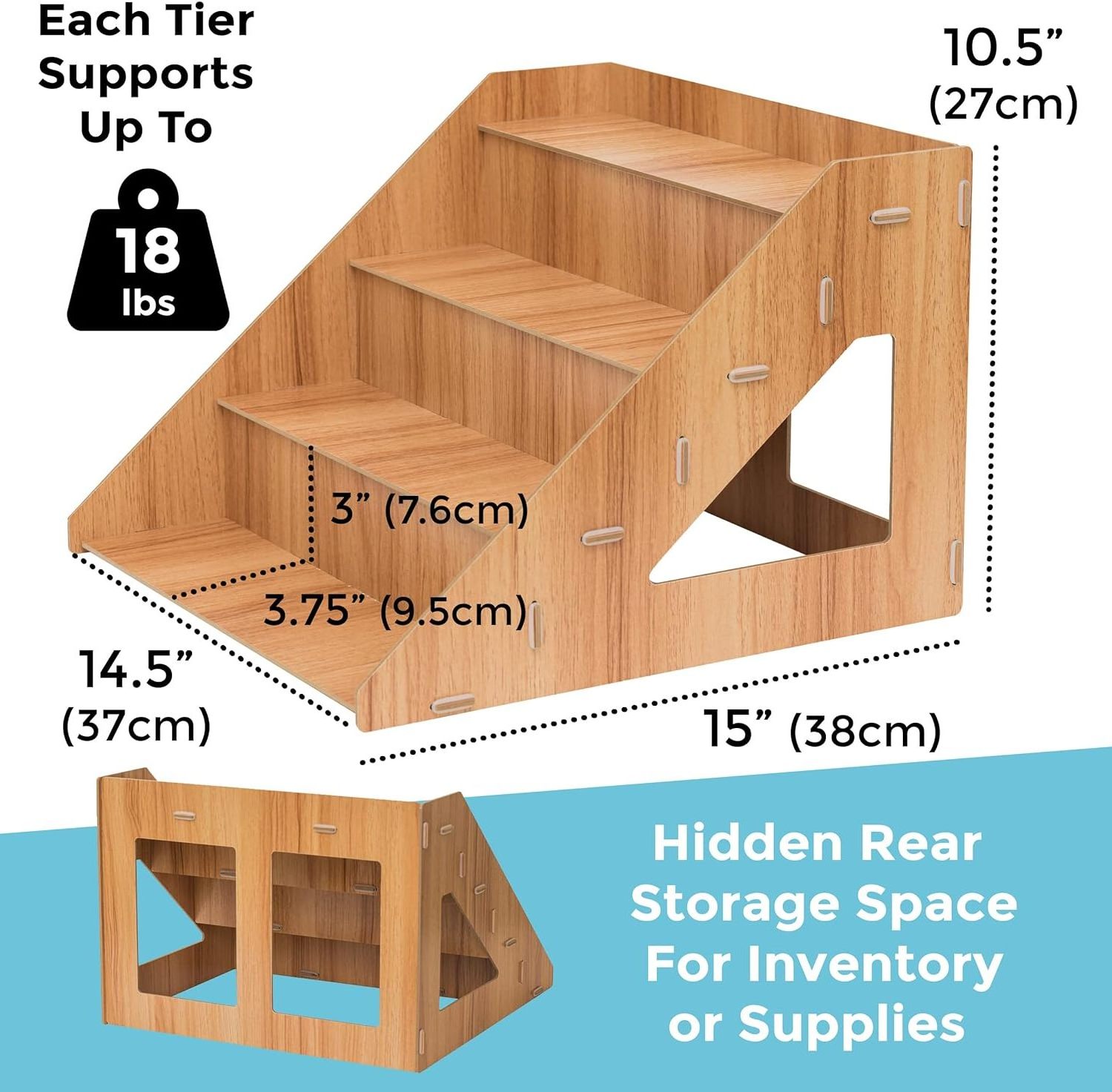 Countertop white acrylic risers display stand cupcake stand product display stand Wooden risers for food display