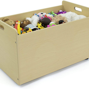 wood toy storage box with wheels is suitable for children Toy Chest Wooden