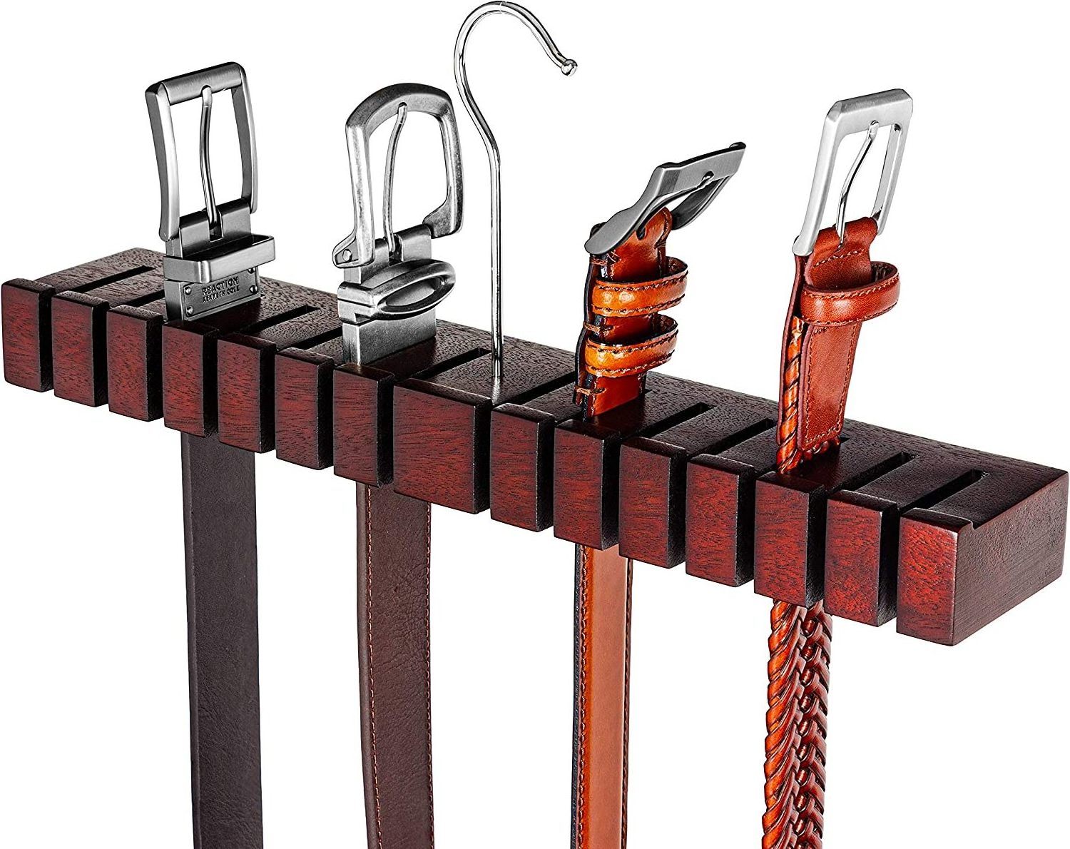 Wooden belt organizer Wooden wall mounted belt hanger