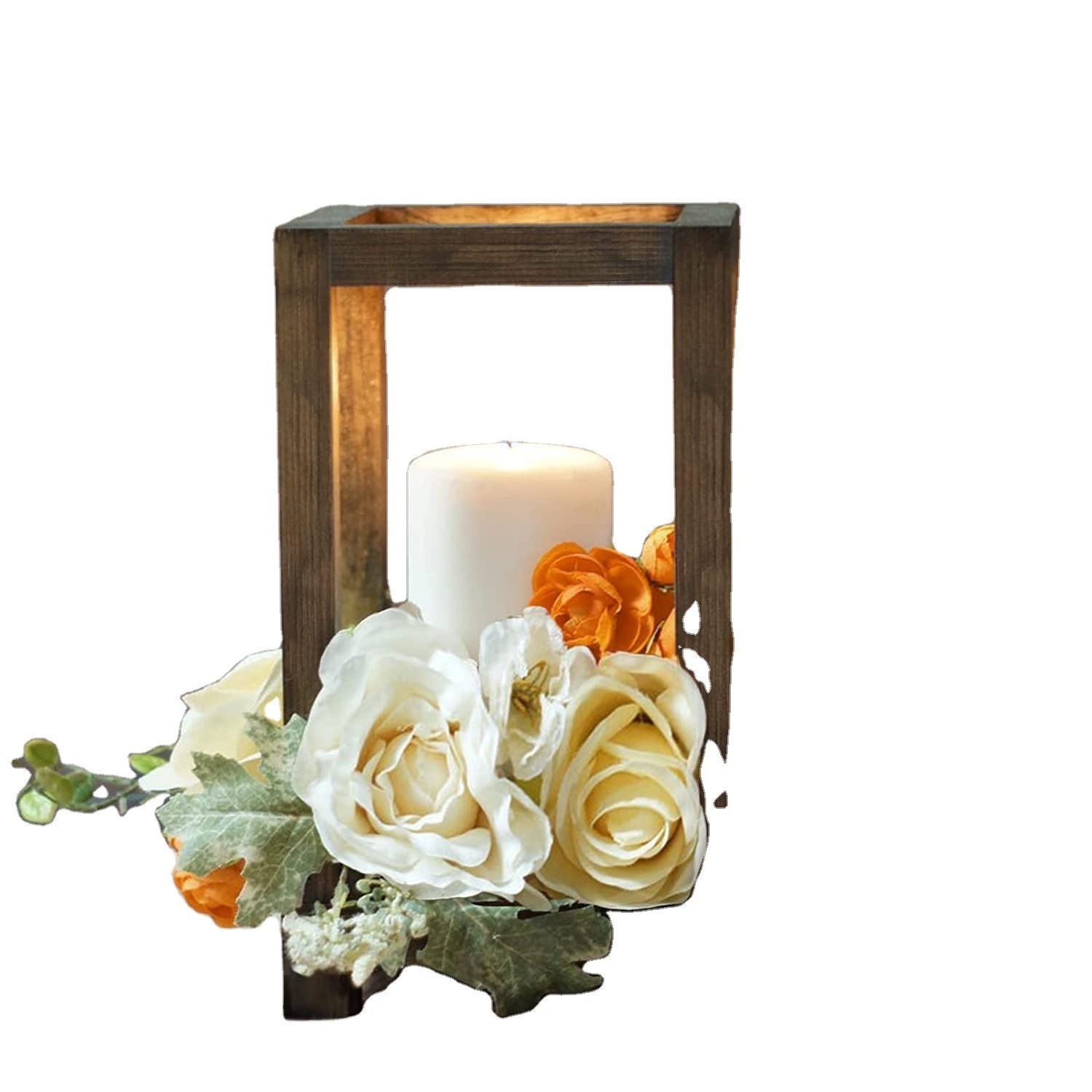 wooden Wedding Lantern Centerpiece Set of 2  Rustic wood  Wedding Table Decoration Wooden Candle Holder for wedding gift