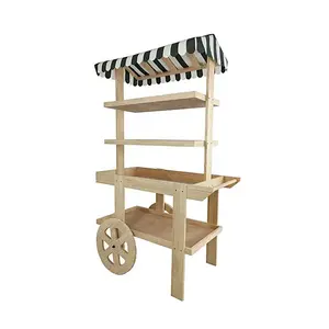 Best Selling Flower Cart Wooden Candy Cart With Wheels For Parties Event Backdrop Cart Wedding