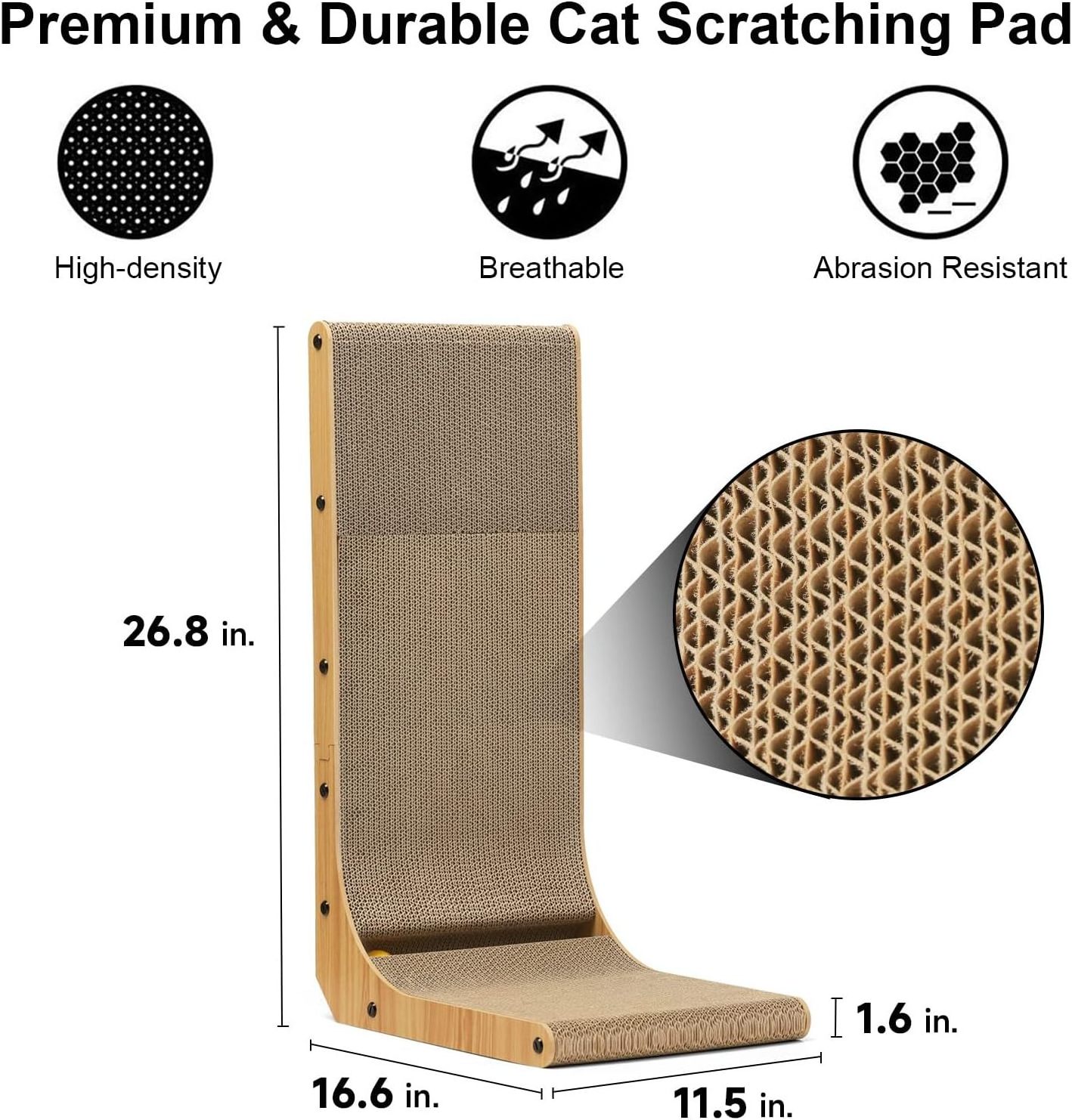 custom cat scratching post tree wood cat scratcher cardboard L shape Wall Mounted scratch pad for cats