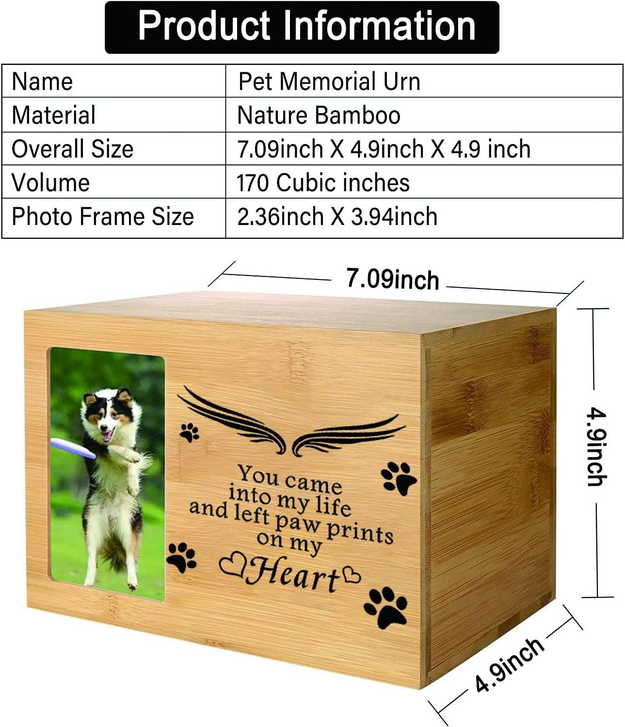 personalized bamboo dog memorial gifts Large Wooden pet caskets urns China Cremation urn for dog ashes