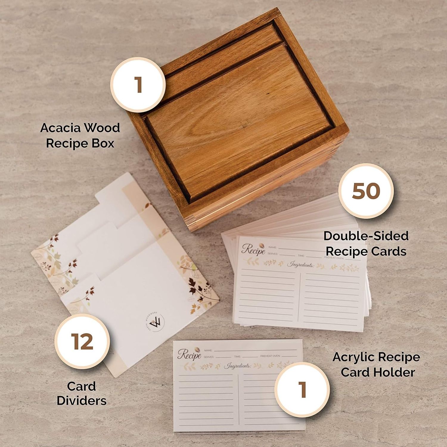 premium acacia wood recipe card holder custom large wooden recipe box with cards