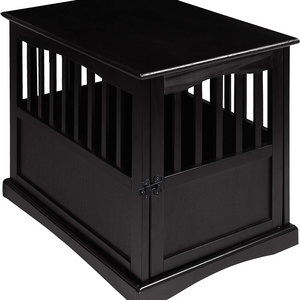 Modern Casual indoor pet friendly Bed Side Furniture Black Portable Wooden Medium dog Crate