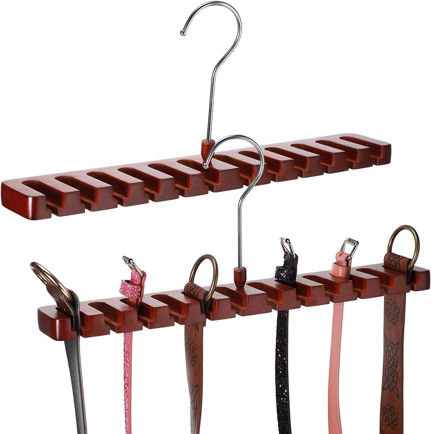 Wooden belt organizer Wooden wall mounted belt hanger