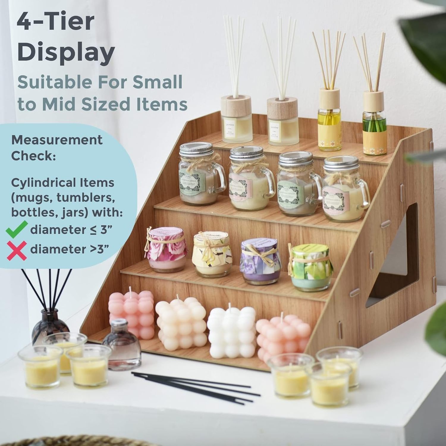 Countertop white acrylic risers display stand cupcake stand product display stand Wooden risers for food display