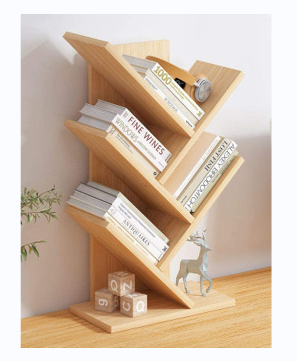 custom 4 Tier wooden Tree Book Storage Organizer Shelves Desktop wooden Tree Bookshelf